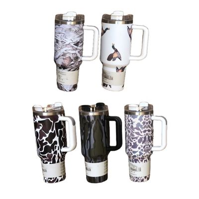 Βιώσιμη 40oz Leopard εκτύπωση Καμουφλάζ αχυρό Cup Tumbler για ζεστά και κρύα ποτά