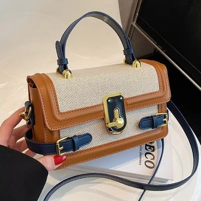Καμερα Crossbody τσάντα χειρός από παλιά πλεκτά ύφασμα με μακρύ λουρί και κλείσιμο Zip στο Ins το καλοκαίρι