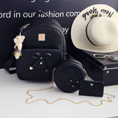 3 τεμάχια Set Bow Round Mouthpack Shoulder Bag Crossbody Purse για γυναίκες Στυλ