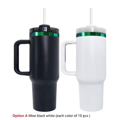 40 ουγκιές Μεικτό δώρο Ταξιδιωτικά Tumblers Λευκό Μαύρο Μακαρόνια Rainbow Powder Χρυσό επιχρυσωμένο για Laser χαρακτική RTS H2.0
