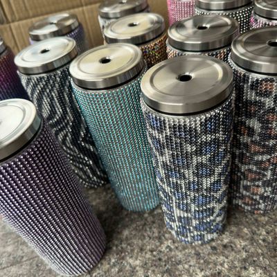 Ράινστοουν Μπλίνγκ Διαμάντι Γκλίτερ Ατσάλι Θερμικό Τάμπαλερ Υπέροχο για Καφέ Τσάι Νερό Μπύρα Περιλαμβάνει Κεπάκι και Φόρτο