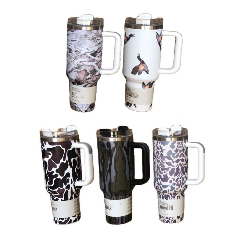 Βιώσιμη 40oz Leopard εκτύπωση Καμουφλάζ αχυρό Cup Tumbler για ζεστά και κρύα ποτά